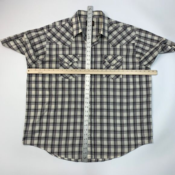 Plains Western Shirt Mens 2X Big Man Pearl Snap Button Plaid Short Sleeve Yoke - Picture 6 of 11